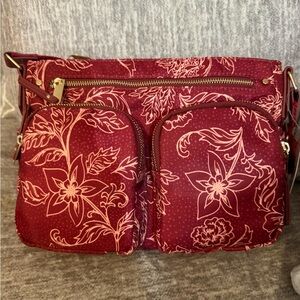 Time and Tru Red Floral Crossbody Bag